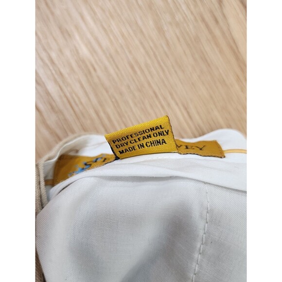 Steve Harvey Celebrity Edition Pants Mens 36 Chino Tan Linen Pleated Cuffed Hem - Picture 12 of 16